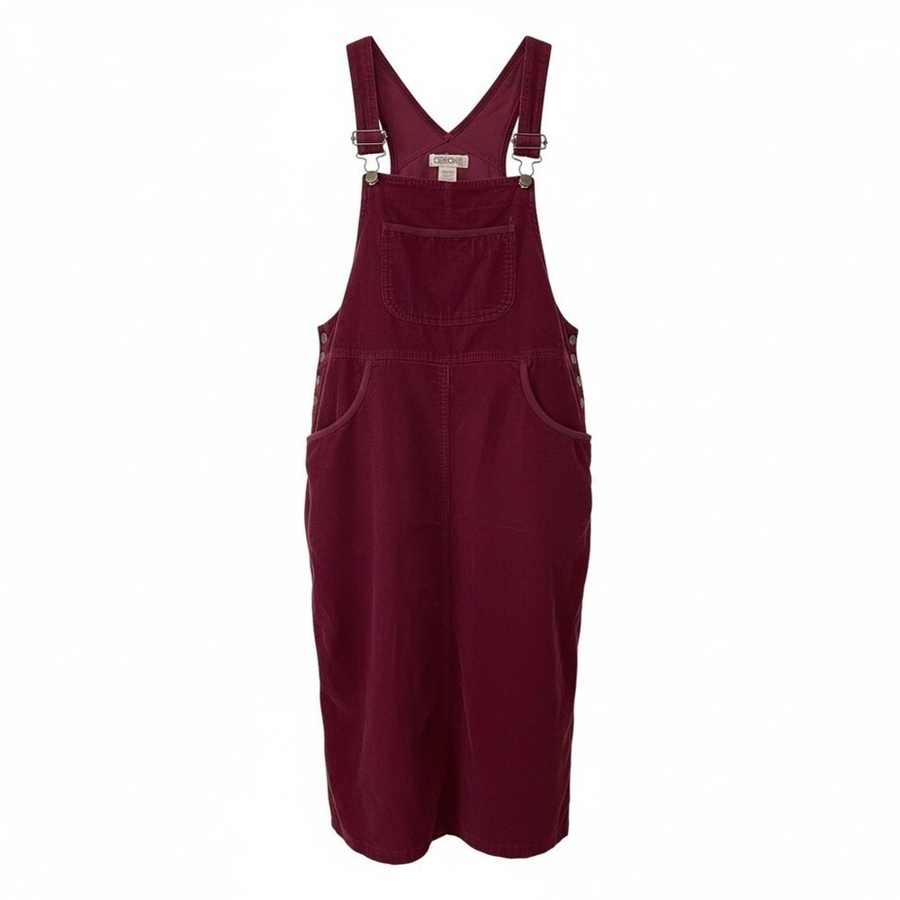 Corduroy Overall Dress 100% Cotton‎ Vintage Modest Burgundy Size S Cottagecore
